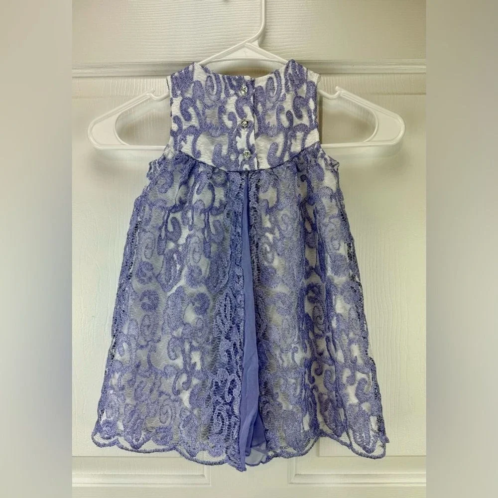 Camilla Purple Silver Metallic and White Long Special Occasion Dress size‎ 24 Mo